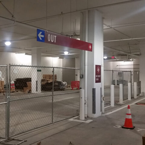 Fencing in the parking area